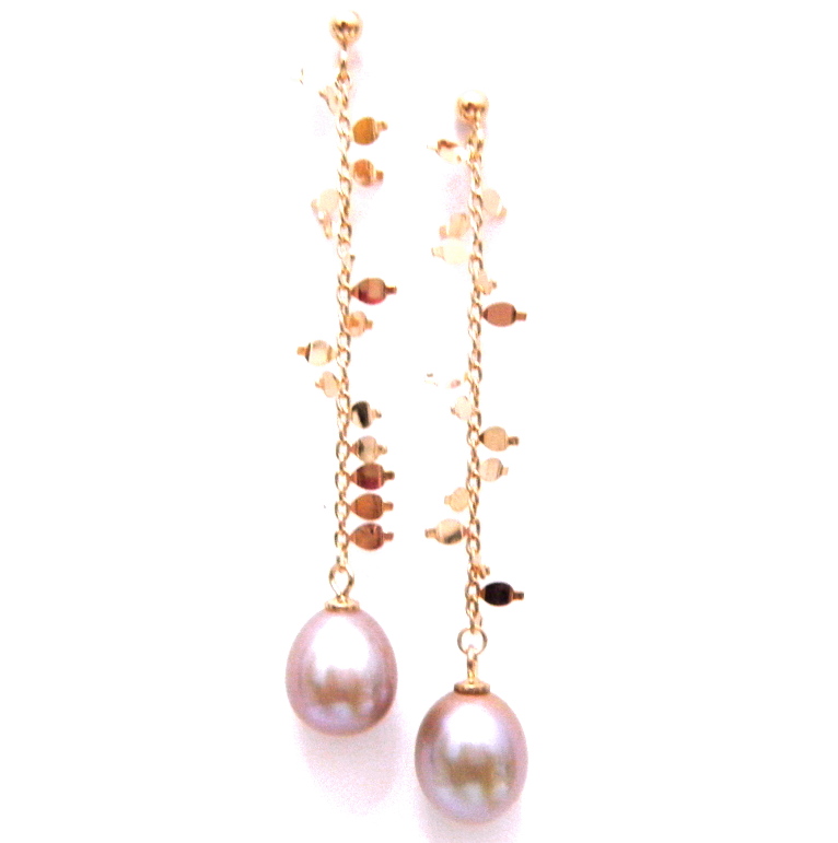 Lavender Pink Pearl Drop Earrings